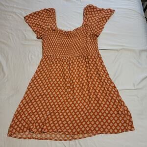 Lush Boho Autumn Patterned Shirt Pumpkin Orange Size M